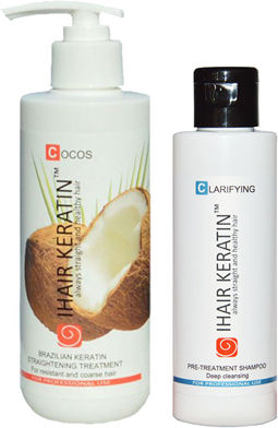 Intensive Treatment Kit 250 Ml + 100 Ml Degreasing Shampoo Ihair Keratin Coconut