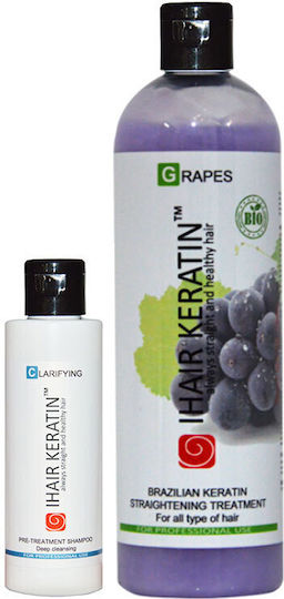 Keratin Treatment Kit Grapes 500ml + Clarifying Shampoo Ihair Keratin 100ml