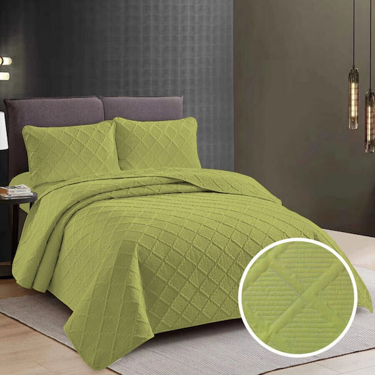 Pucioasa Σετ Κουβερλί Υπέρδιπλο από Πολυεστέρα Light Green 230x250cm 3τμχ