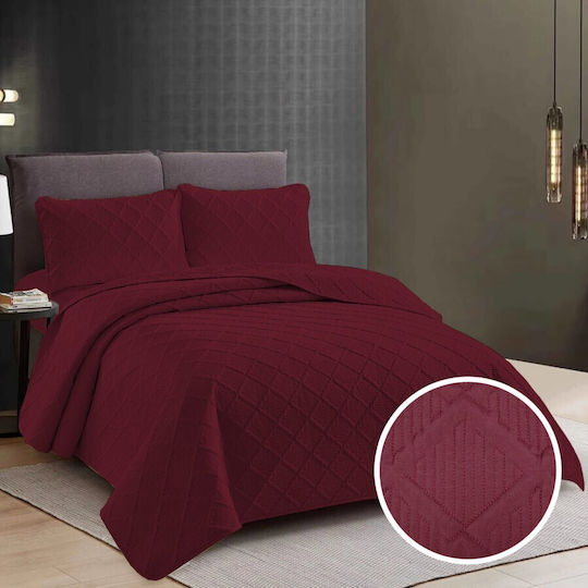 Pucioasa Κουβερλί Σετ Υπέρδιπλο Burgundy 230x250cm 3τμχ