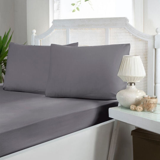 First Choice Σετ Υπέρδιπλο 3τμχ 160x200εκ. με Λάστιχο Gray (quicksilver)