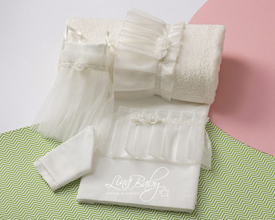 Lina Baby Set Bătături de Botez Ecru 3 Bucăți