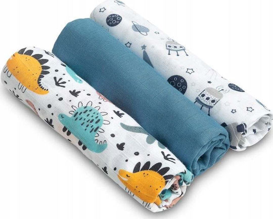 Sensillo Muslin Changing Pads Blue 70x80cm. 3pcs