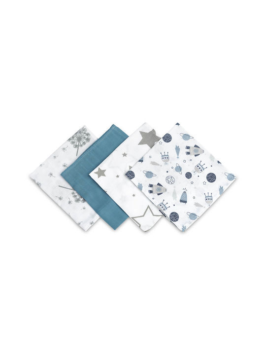 Sensillo Musselin-Kuscheldecken Blau 35x35cm. 4Stück