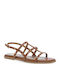 Women's Flat Sandals in Tabac Brown Color