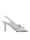 Leather Peep Toe White High Heels with Strap