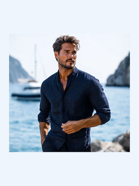 Panda Clothing Μακρυμάνικo Λινό Πουκάμισο σε Κα...