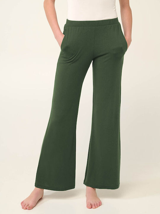 Damen Stoff Hose mit Gummizug Grün