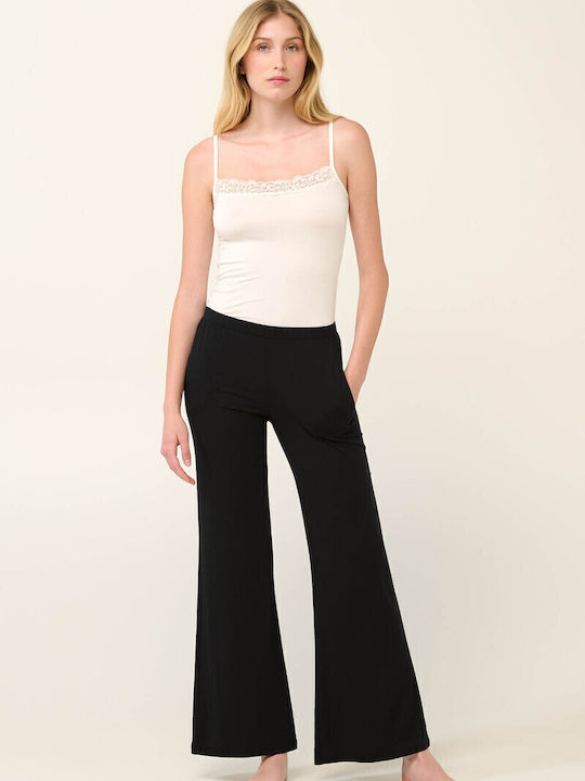 Vamp Damen Stoff Hose mit Gummizug Schwarz