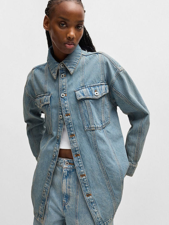 Girvana Women's Long Sleeve Shirt Light Aged Denim