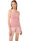 Women's T-Shirt with Spaghetti Strap Pink Blush