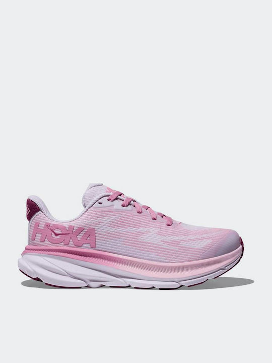 Clifton 9 Kids Sports Shoes Running with Laces Pink