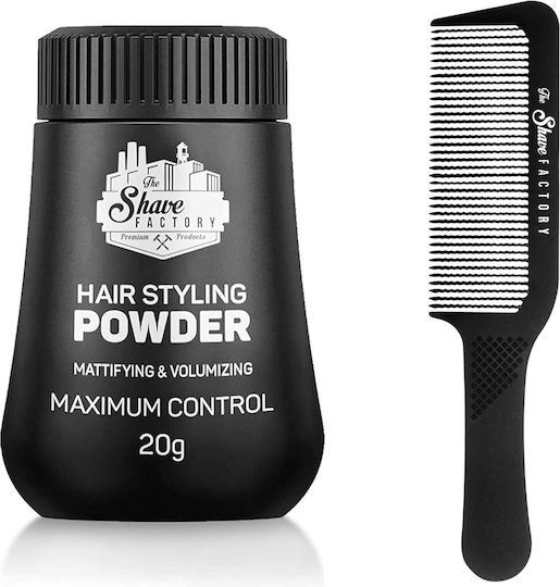 Mattes Styling-Puder 20 g Shave Factory + Antistatischer Kunststoffkamm 045 Shave Factory