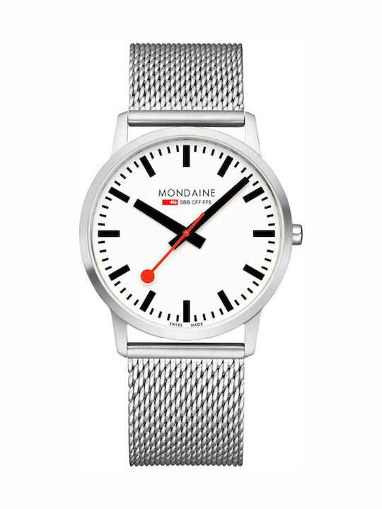 Mondaine Γυναικείο Ρολόι 40mm Μπαταρίας με Ασημί Μεταλλικό Μπρασελέ