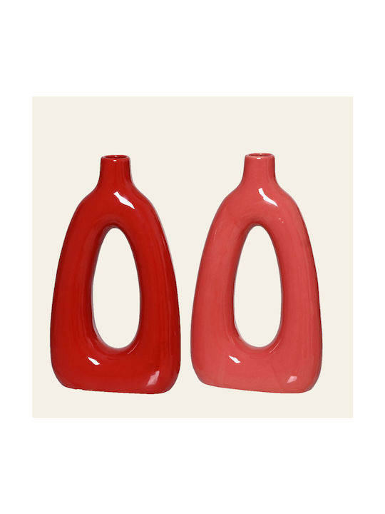 Beauty Home Porcelain Vase 6.8 X 18.5 X 32 Cm Red