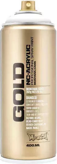 Montana Cans Spray Paint Acrylic with Metallic Effect Gold White 400ml