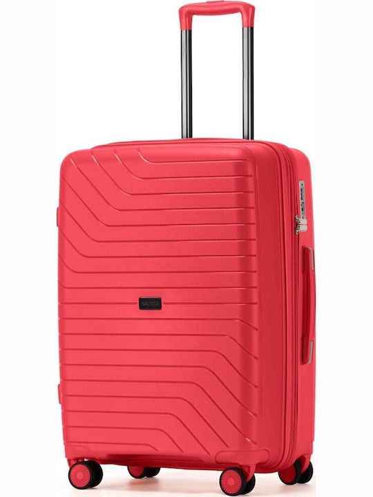 Nautica Medium Travel Suitcase Hard Red with 4 Wheels Height 65cm 2924