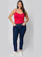 High Waist Women's Jean Trousers Push Up in Straight Line