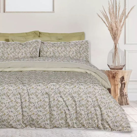 Das Home 1692 Cuvertură Extra-dublu Bumbac Olive, Taupe 230x250cm