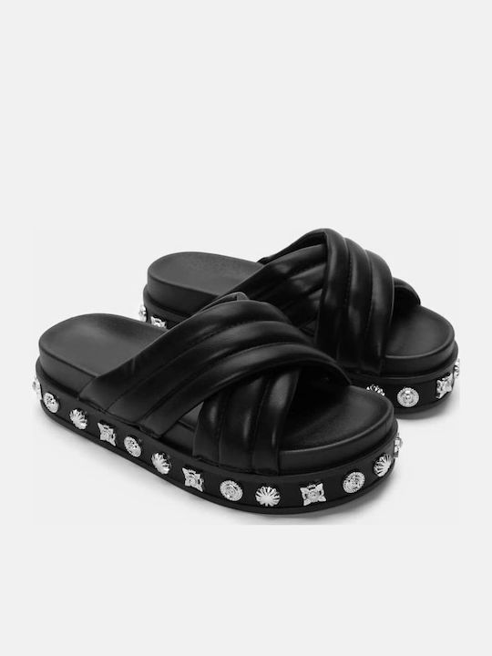 Luigi Sandale Casual Damă Flatforme Negre