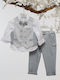 Mi Chiamo Boys Baptism Suit with Vest Gray