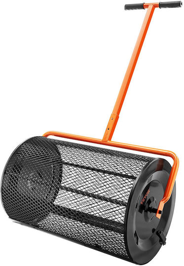 Vevor Compost Spreader 24 4-25 6" Adjustable Handle Width 24" Moss Peat Lawn Garden Cylinder Side Latches Basket Steel Powder Coating Manure Dispersion Topsoil Black