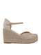 Women's Synthetic Leather Platform Espadrilles Beige