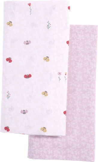 Nef-Nef Homeware Lady Bug Baby Sheets Set Cradle Cotton Ecru 70x120cm 2pcs