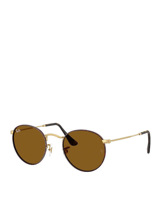 Ray Ban Round Metal Unisex Sunglasses with Gold...