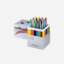 Set Karin Realbrush Pro 11+1 Markere Acuarelă Culori de Bază