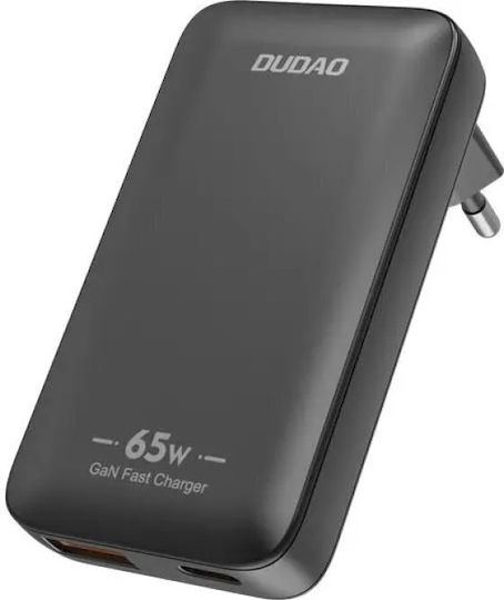 Dudao Charger Without Cable GaN with USB-A Port and USB-C Port 65W Power Delivery Blacks (A65Q)