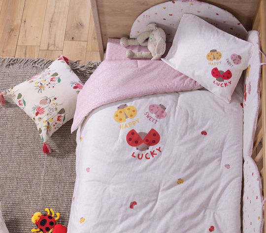 Nef-Nef Homeware Lady Bug Βρεφικό Κουβερλί Βαμβακερό Ecru 110x140cm