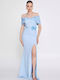 Maxi Dress for Wedding / Baptism Open Back Sky Blue