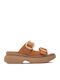 Leather Women's Flat Sandals Anatomic Flatforms in Brown Color