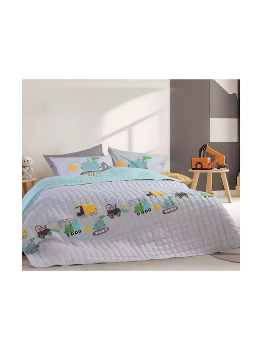 Nef-Nef Homeware Παιδικό Κουβερλί Ημίδιπλο Fun At Work Γκρι 180x240εκ.