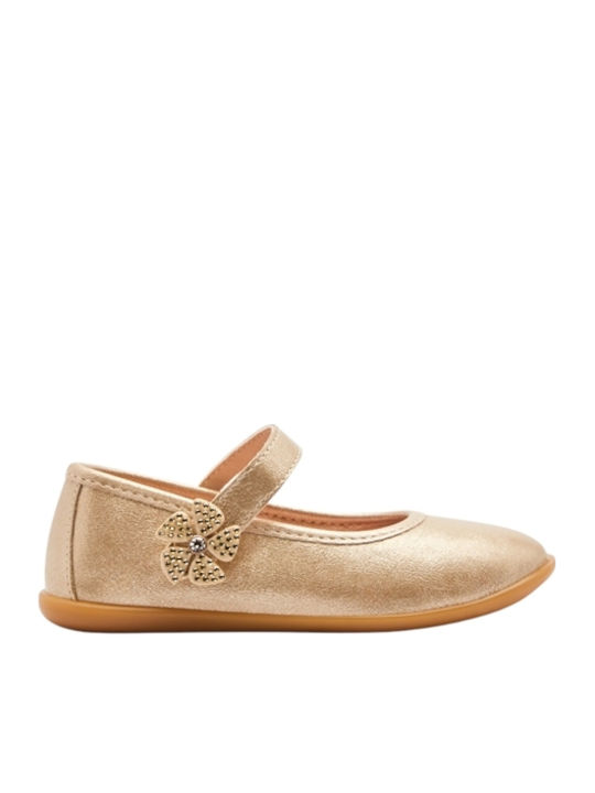 Kids Ballerinas with Hoop & Loop Closure Gold