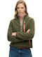 Short Women's Cardigan with Zipper Green
