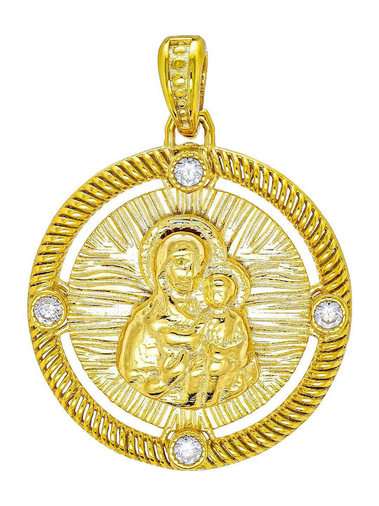 Kiriakos Gofas Kids Charm Pendant Double Sided with Virgin Mary in 9K Gold PR782