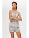 Minerva Summer Women's Pyjama Set Grey Zebra