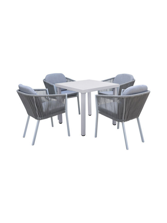 Set Sala De Mese Pentru Exterior Jurdan 5 Piese Alb