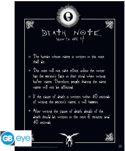 Death Note Poster Regeln 52x38cm