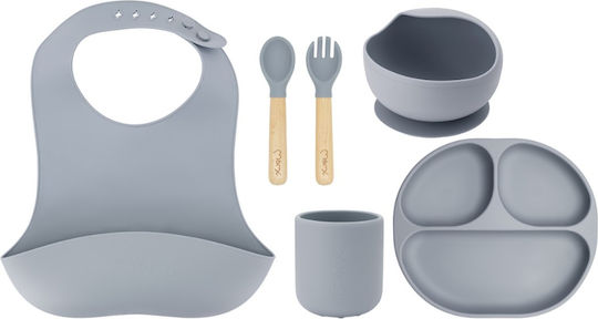 Momi Set de hrănire din Silicon Gri 6buc pentru 6+ luni