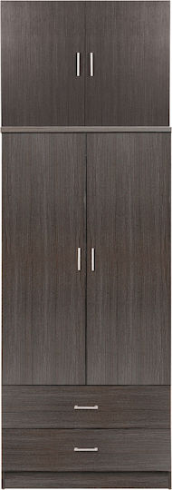 Δίφυλλη Ντουλάπα με Πατάρι 80x42x241cm Zebrano