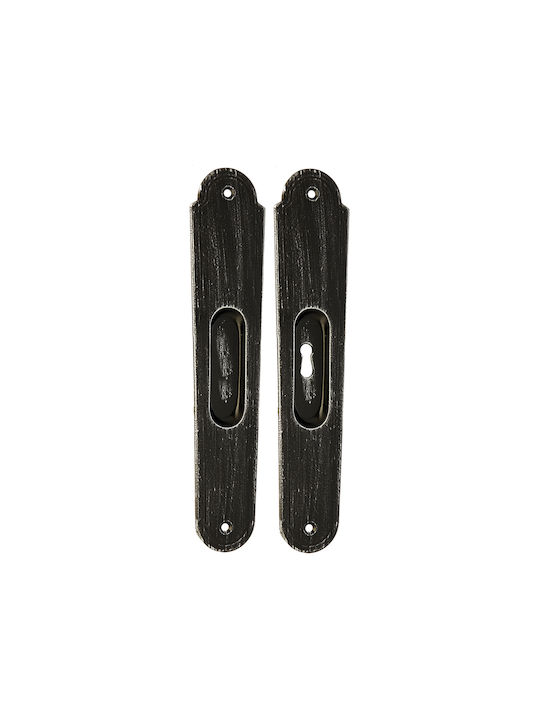 Flush Handles for Sliding Doors Zogometal Black Silver Patina 135 Hole