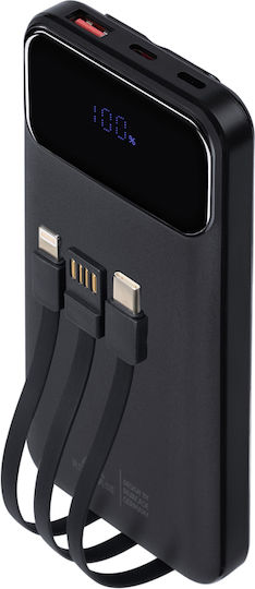 Rivacase VA2211 Power Bank 10000mAh 22.5W Cu Port De Ieșire USB-A Și Port De Ieșire USB-C Power Delivery Încărcare Rapidă Negru