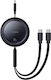 Baseus Bright Mirror Series Usb-c Retractable Cable 2 X Usb-c 100w 1m Black