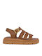 Δερμάτινα Γυναικεία Σανδάλια Gladiator Flatforms Καφέ