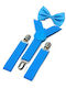 Set de Bretele Elastice și Papion Formal Albastru Deschis
