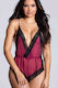 Cămașă de noapte sexy din dantelă transparentă burgundy Merry See