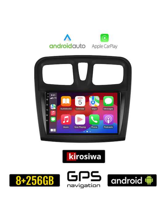 Kirosiwa Car Audio System for Dacia Logan 2012 2019 (Bluetooth/USB/AUX/WiFi/GPS/Apple-Carplay/Android-Auto) with Touch Screen 9"